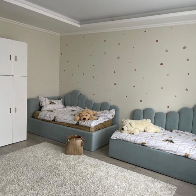 Дитяче кутове ліжко-диван з м'якою спинкою MeBelle TOPPY 80х160 см, букле, велюр - зображення 5