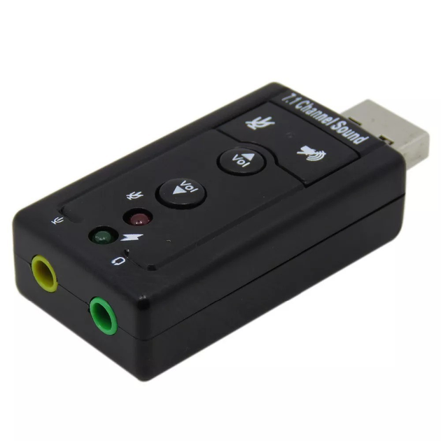 Портативная внешняя звуковая карта (USB 2.0 - 7.1 -канальный) - Черный ...