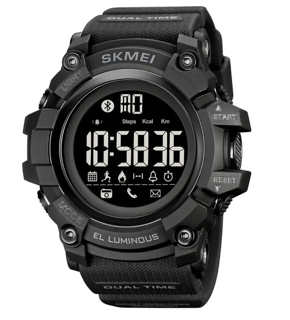 Часы наручные спортивные водостойкие с блютуз Skmei 2053 Black ...