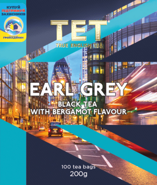 Акція на Чай ТЕТ Earl grey чорний байховий дрібний з ароматом бергамота 100 пакетиків по 2 г від Rozetka