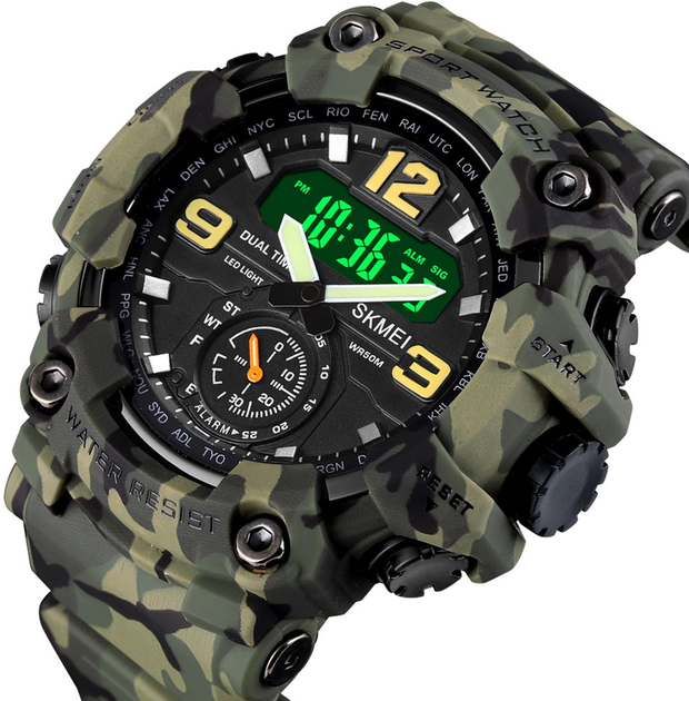 Мужские часы Skmei 1637CMGN camo green – низкие цены, кредит, оплата ...