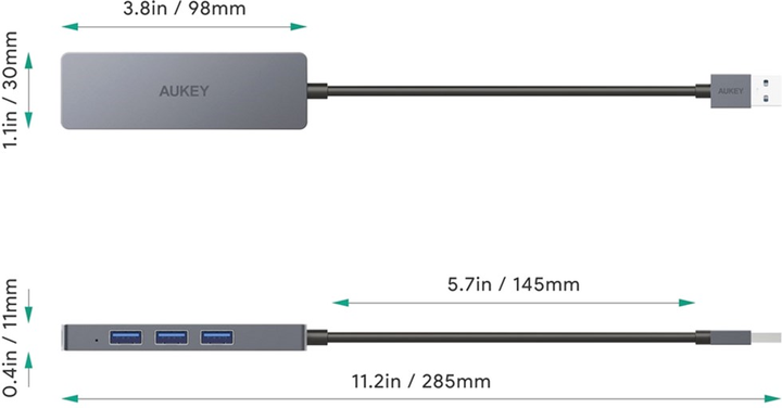 Hub USB Aukey USB-A - 4xUSB 3.0 5Gbps (CB-H36) - obraz 2