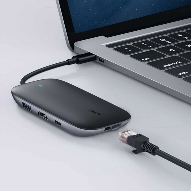 Hub USB Aukey USB-C - 8w1 RJ45 HDMI 4K PD 100W (CB-C71) - obraz 4