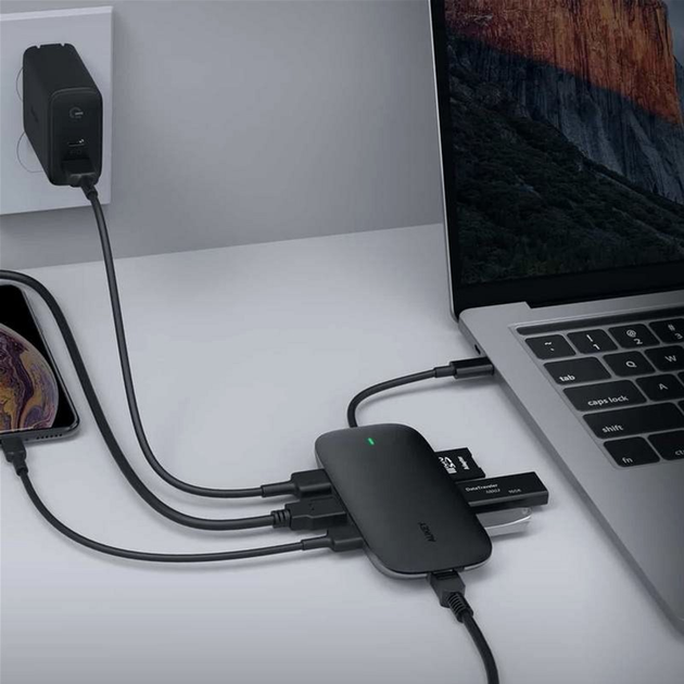 Hub USB Aukey USB-C - 8w1 RJ45 HDMI 4K PD 100W (CB-C71) - obraz 8