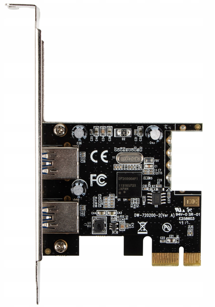 Niskoprofilowa karta rozszerzeń Lanberg PCI-Express 2 x USB-A 3.1 Gen1 (PCI-US3-002) - obraz 2