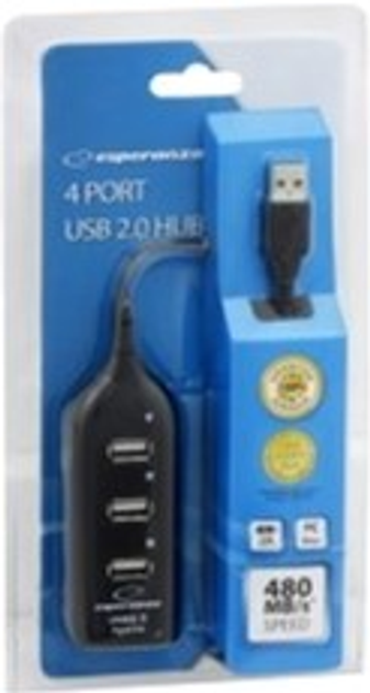 USB-хаб Esperanza USB-A - 4x USB 2.0 Black (EA116) - зображення 2