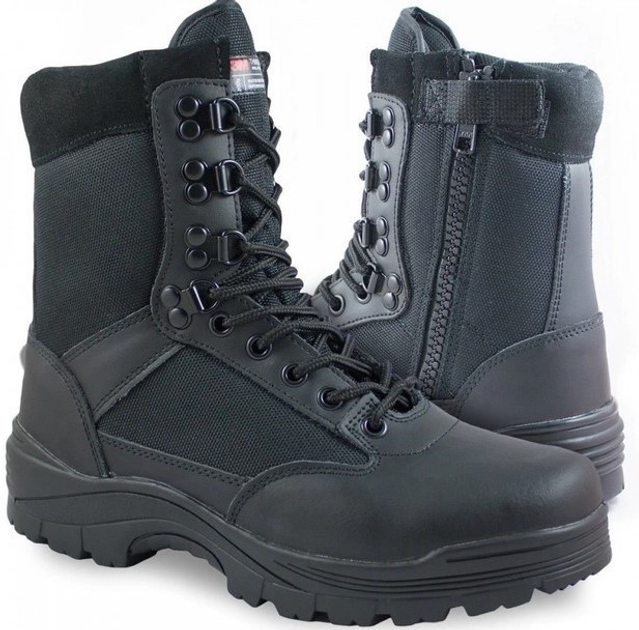 Ботинки тактические демисезонные черные Mil-Tec Side zip boots на молнии 12822102 размер 43 - изображение 1