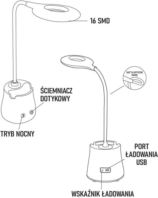 Lampa stołowa Montis MT043 LED 2.7W Biała (5901811404535) - obraz 8