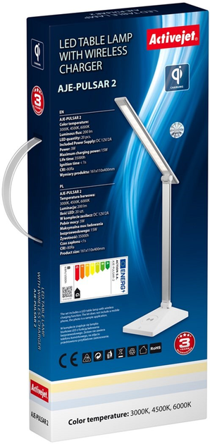 Lampa stołowa Activejet AJE-PULSAR 2 LED z ładowaniem bezprzewodowym (5901443116110) - obraz 3
