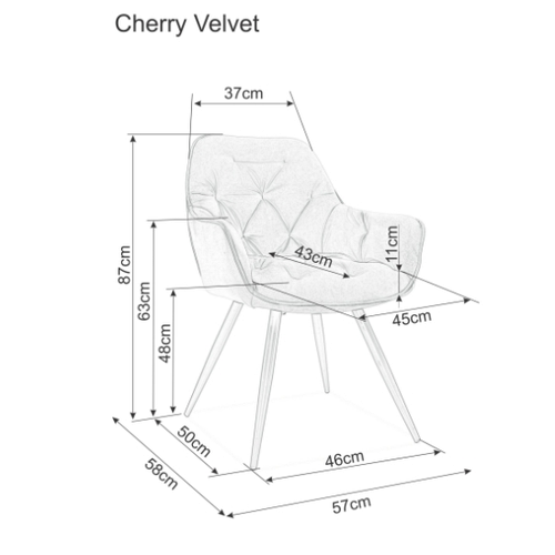 Крісло м'яке зі спинкою матовий Signal Cherry Velvet Bluvel 75 (морський) - зображення 2