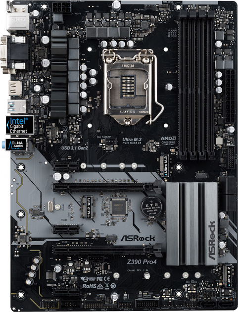 Материнська плата ASRock Z390 Pro4 (s1151, Intel Z390, PCI-Ex16) - зображення 1