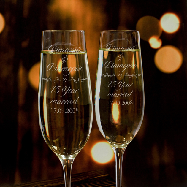 Свадебные бокалы для шампанского/набор бокалов с декором/фужеры для молодоженов
