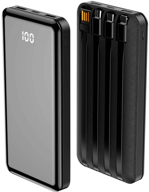 УМБ Forever Power bank TB-411 ALLin1 10000 mAh USB-C + Lightning + microUSB Black (1283126565083) - изображение 2