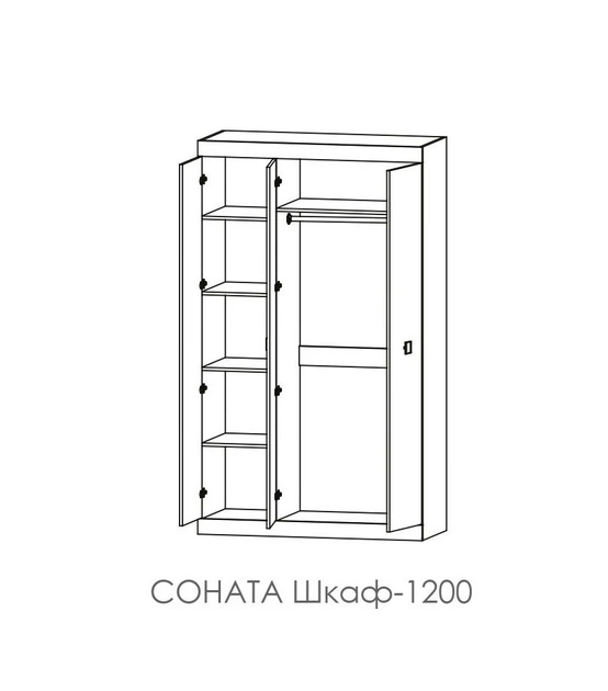 Шкаф распашной в гостиную, спальню, прихожую из ламинированной ДСП Соната 1200 дуб сонома + белый Эверест (без зеркала) - Фото 4 Шкаф распашной в гостиную, спальню, прихожую из ламинированной ДСП Соната 1200 дуб сонома + белый Эверест (без зеркала) - изображение 4