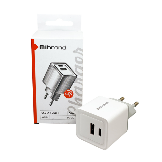Зарядка для телефону Mibrand 30Вт с двома виходами: USB та Type-C | Зарядний пристрій | Блок для заряджання гаджетів MIWC/30UCW - Фото 1 Зарядка для телефону Mibrand 30Вт с двома виходами: USB та Type-C | Зарядний пристрій | Блок для заряджання гаджетів MIWC/30UCW - зображення 1