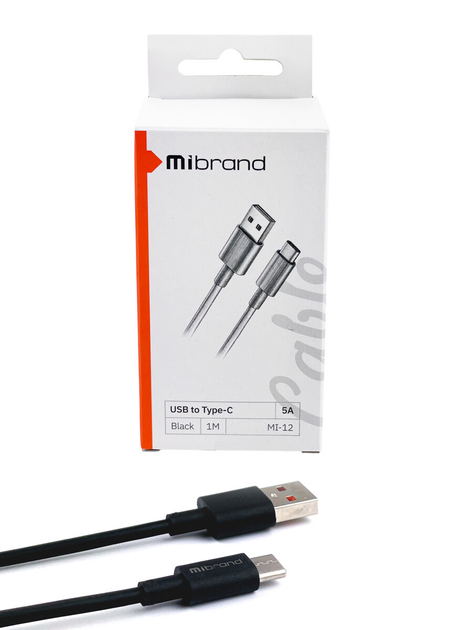 Шнур Mibrand USB-Type-C | Кабель для заряджання гаджетів 1m | Провід тайп сі MIDC/12TB - зображення 2