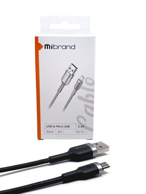 Кабель Mibrand з USB на Micro USB | Шнур для заряджання телефону на 1m | Провід для зарядки гаджетів MIDC/71MB - зображення 2