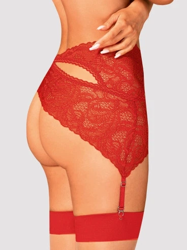 Erotyczny pasek do pończoch Obsessive Atenica M/L Red (5901688237991) - obraz 2