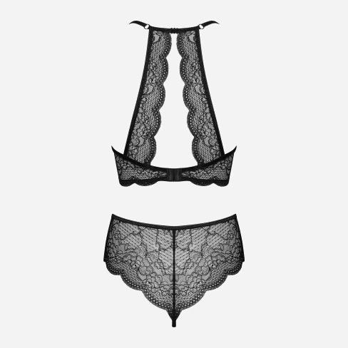 Komplet erotyczny (biustonosz + figi brazylijskie) Obsessive Pearlove XS/S Black (5901688238561) - obraz 6