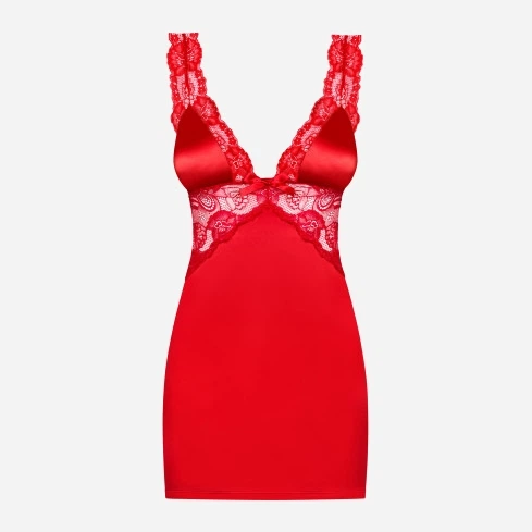Komplet erotyczny (halka + stringi) Obsessive Secred S/M Red (5901688206782) - obraz 4