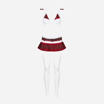 Przebranie erotyczne damskie Obsessive Schooly S/M White/Red (5901688203101) - obraz 5