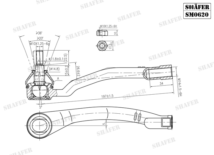 Рулевой наконечник Shafer SM0620 Renault Megane II, левый - изображение 2