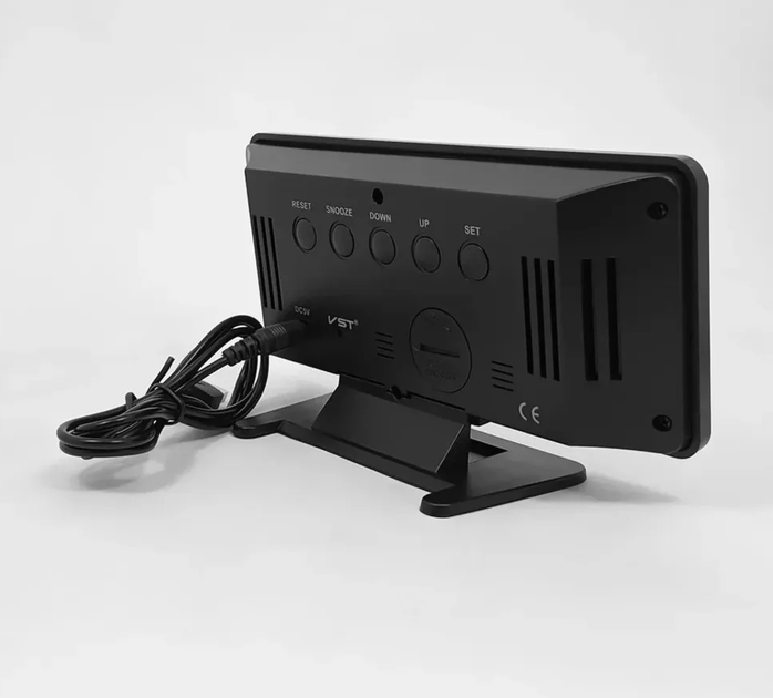 Настільний LED годинник - будильник з термометром VST-888 (працюють від USB) Black/Green - зображення 5