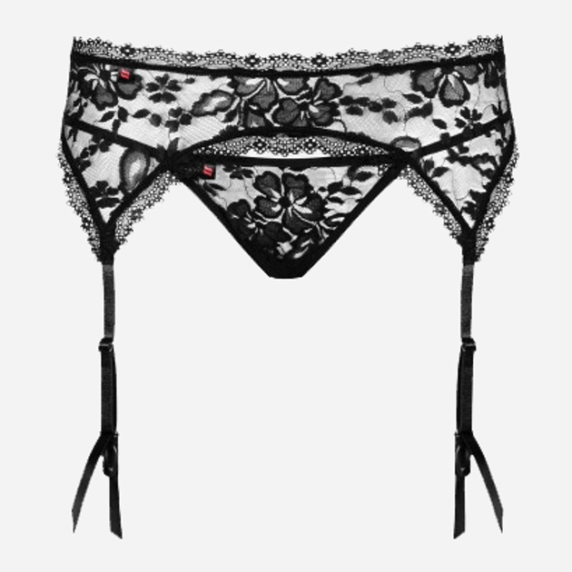 Komplet erotyczny (podwiązka + pończochy) Obsessive Catia S/M Black (5901688202029) - obraz 5