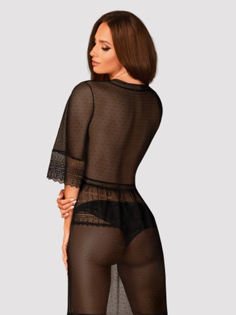 Еротичний халат Obsessive Estiqua XL/2XL Чорний (5901688238455) - зображення 4