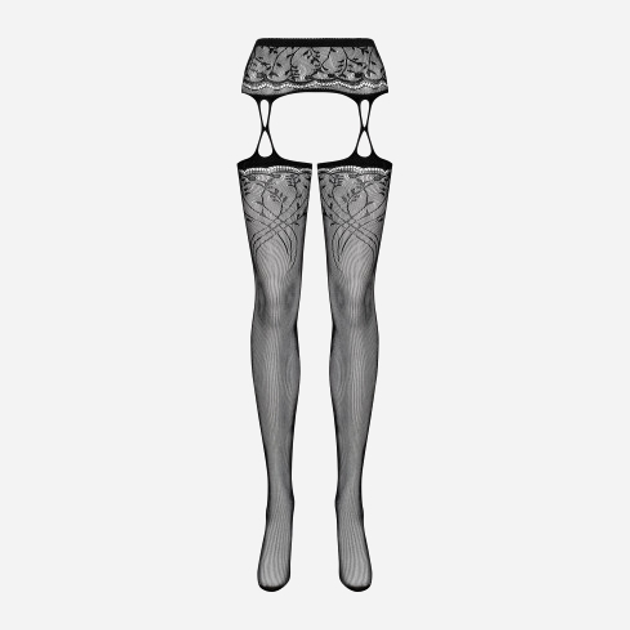 Rajstopy erotyczne Obsessive Garter S206 S/M/L Black (5901688202111) - obraz 5