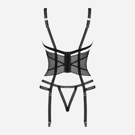 Komplet erotyczny (biustonosz + stringi) Obsessive Lanelia XS/S Black (5901688239216) - obraz 4
