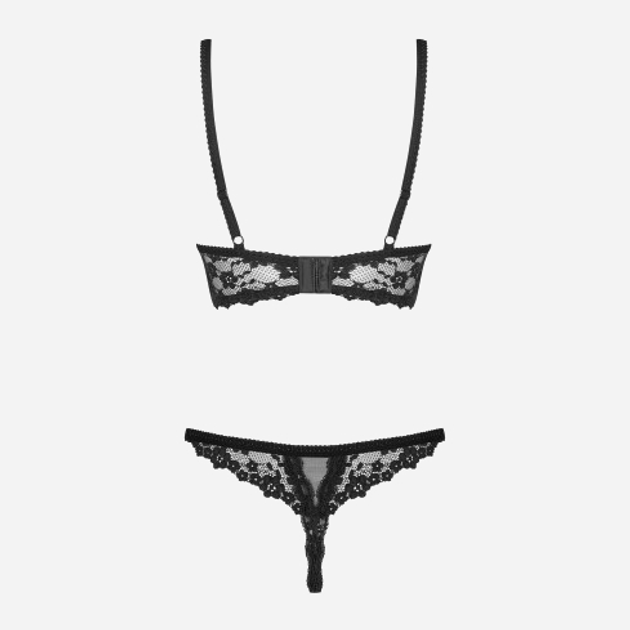 Komplet erotyczny (biustonosz + stringi) Obsessive Letica S/M Black (5901688223918) - obraz 6
