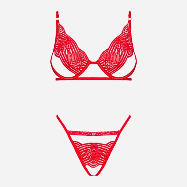 Komplet erotyczny (biustonosz + figi brazylijskie) Obsessive Mellania S/M Red (5901688236987) - obraz 5