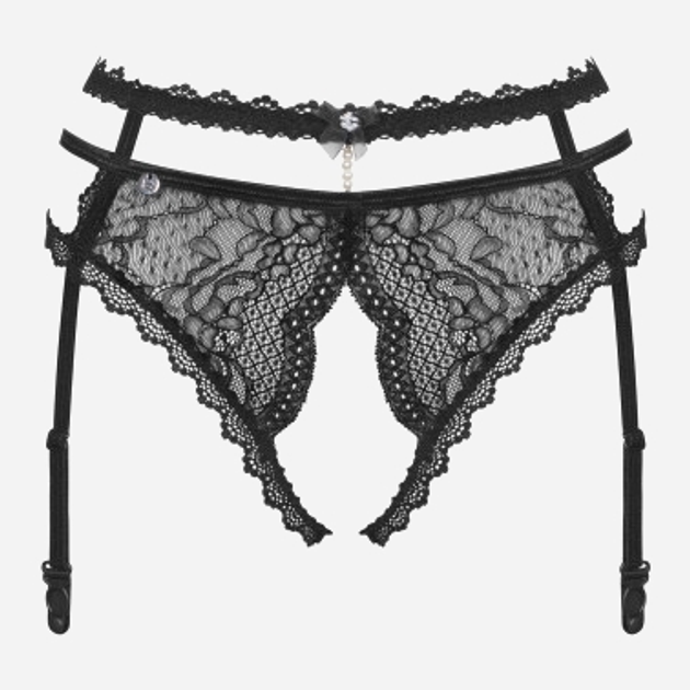 Erotyczny pasek do pończoch Obsessive Pearlove XL/2XL Black (5901688250570) - obraz 5