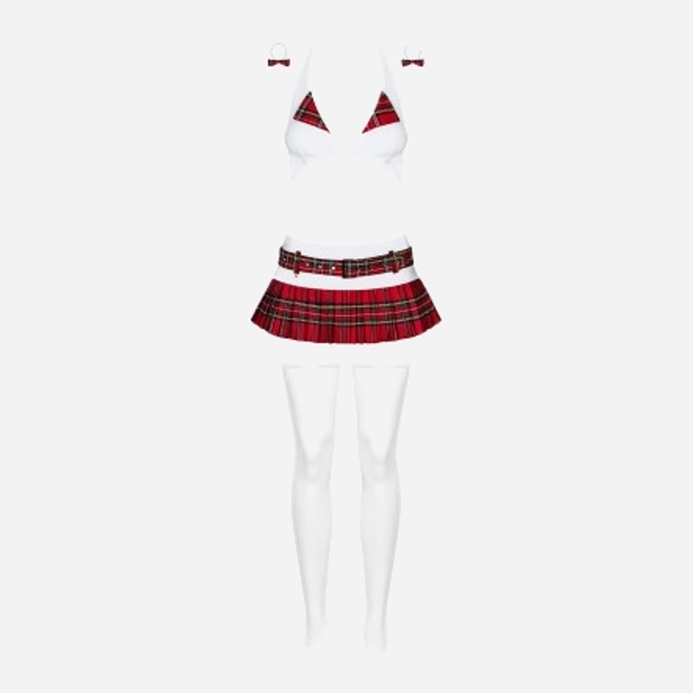Przebranie erotyczne damskie Obsessive Schooly S/M White/Red (5901688203101) - obraz 5
