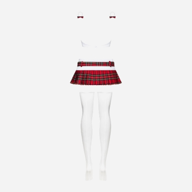 Przebranie erotyczne damskie Obsessive Schooly S/M White/Red (5901688203101) - obraz 6