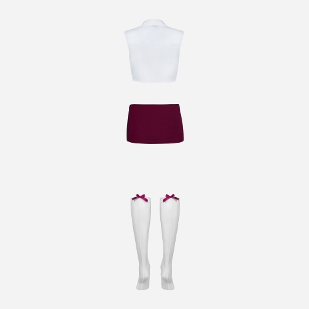 Przebranie erotyczne damskie Obsessive Student S/M White/Burgund (5901688208205) - obraz 6