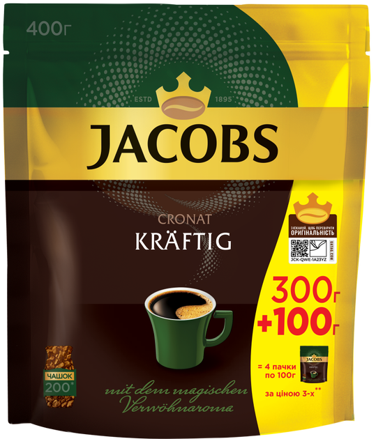 Акция на Кава розчинна Jacobs Cronat Kraftig 400 г от Rozetka