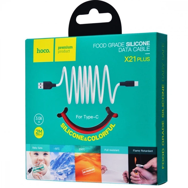 Кабель USB-Type-C | Шнур для зарядки смартфонов 2m | Провод тайп си Hoco X21 27895 NS-FF - Фото 2 Кабель USB-Type-C | Шнур для зарядки смартфонов 2m | Провод тайп си Hoco X21 27895 NS-FF - изображение 2