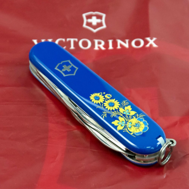 Нож VictoRinox Spartan Ukraine Blue "Квіти" (1.3603.2_T1050u) - изображение 2