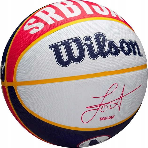 Мяч баскетбольный Wilson NBA Player Local Nikola Jokic р. 7 (WZ4006701XB7) Blue/Yellow - Фото 5 Мяч баскетбольный Wilson NBA Player Local Nikola Jokic р. 7 (WZ4006701XB7) Blue/Yellow - изображение 5