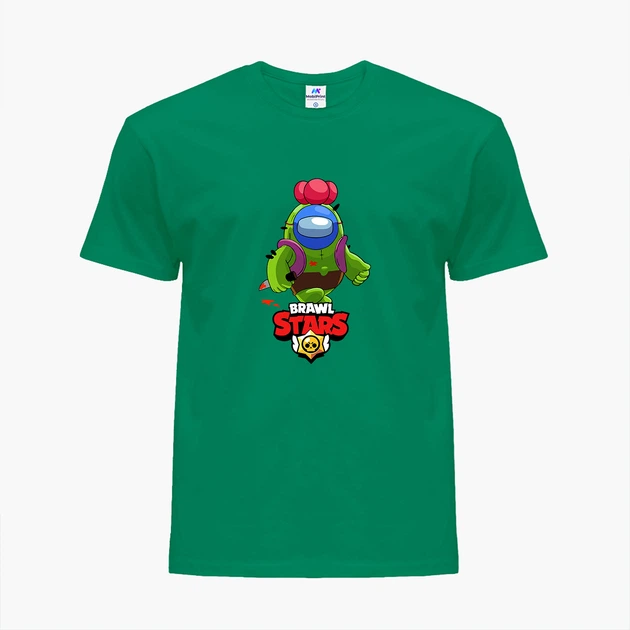 Дитяча футболка Амонг Ас Бравл Старс Спайк (Among Us Brawl Stars Spike) (25186-2599) 146-152 см Бавовна Зелений - Фото 4 Дитяча футболка Амонг Ас Бравл Старс Спайк (Among Us Brawl Stars Spike) (25186-2599) 146-152 см Бавовна Зелений - зображення 4