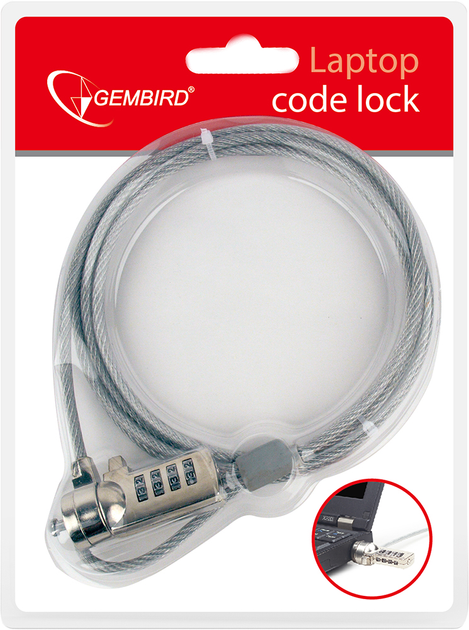 Linka zabezpieczająca Gembird z zamkiem szyfrowym (LK-CL-01) - obraz 2