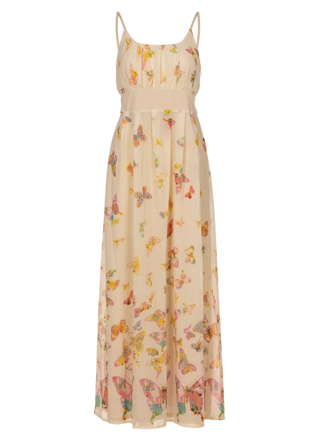 Женское бежевое шифоновое платье Uttam Boutique M Stk002286 - Фото 1 Женское бежевое шифоновое платье Uttam Boutique M Stk002286 - изображение 1