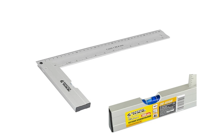 Угольник строительный MASTERTOOL GM 350 мм AL-AL капсула 0.5 мм/1 м (30-4350) - изображение 4