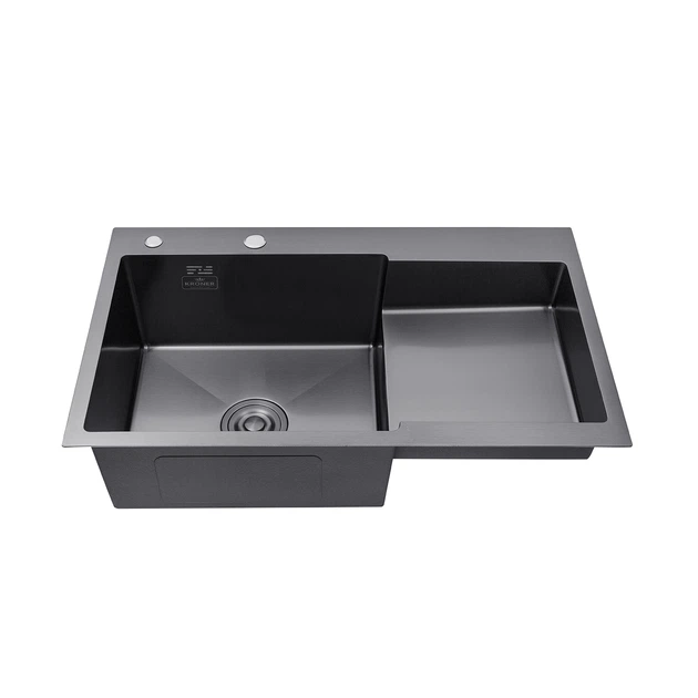 Кухонна мийка Kroner KRP Schwarze - 7848LHM PVD (3.0/1.0 мм) - Фото 3 Кухонна мийка Kroner KRP Schwarze - 7848LHM PVD (3.0/1.0 мм) - изображение 3