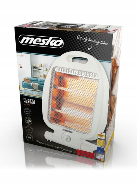 Кварцовий обігрівач Mesko 800W Белый - изображение 9