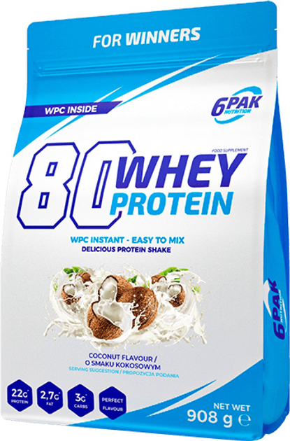 Białko 6PAK 80 Whey Protein 908 g Coconut (5902811811231) - obraz 1