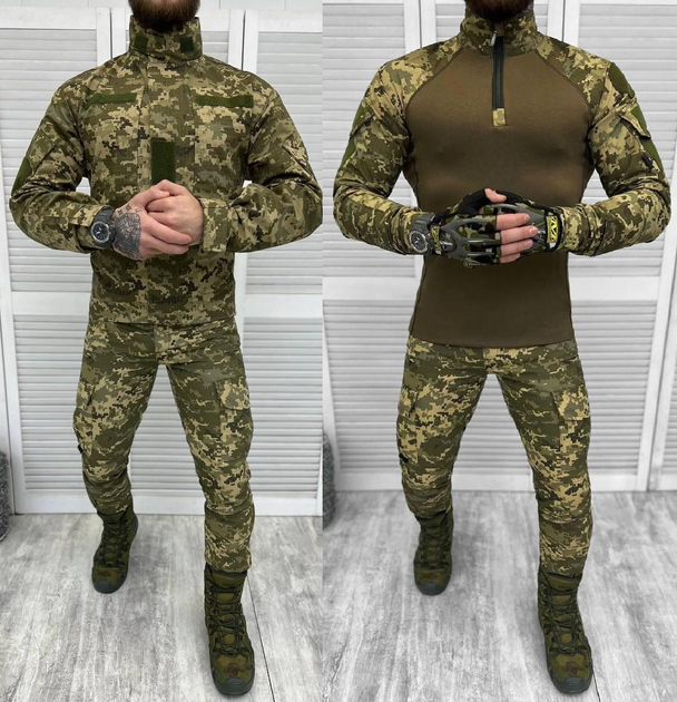 Тактичний військовий костюм Attac ( Кітель + Убакс + Штани ), Камуфляж: Піксель ЗСУ, Розмір: XXXL - зображення 1