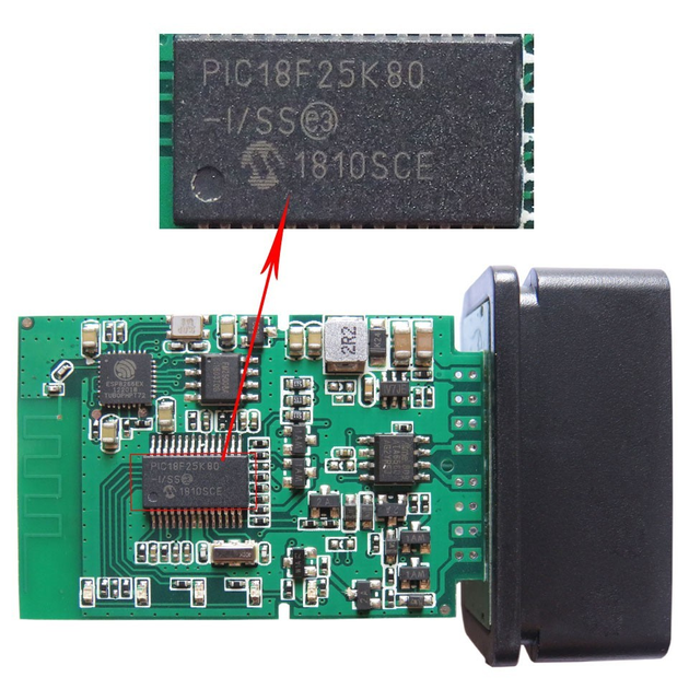 Автосканер диагностический адаптер OBD2 WiFi ELM327 v1.5 PIC18F25K80 .